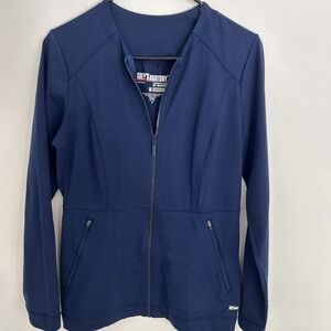 Gray's Anatomy Barco Full Zip Spandex Stretch Scrub Jacket Small Navy
